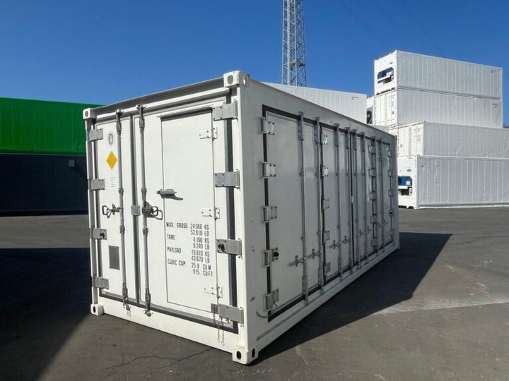 Container refrigerato da 20 piedi con porta laterale aperta