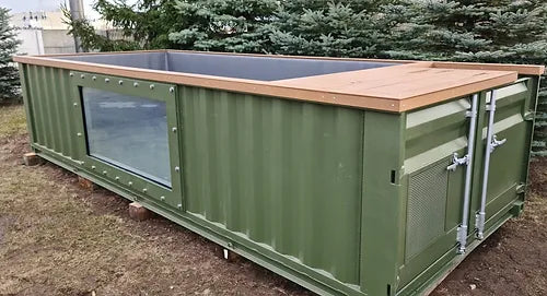 Piscina container pronta all'uso di 6,2 m x 2,5 m con finestra piscina