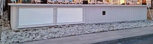 Piscina container 12,2 x 2,5 m, pronta all'uso con pompa di calore
