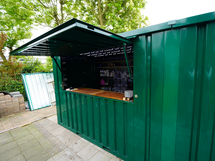 Contenitore bar smontabile 4×2 m XL verde RAL 6016